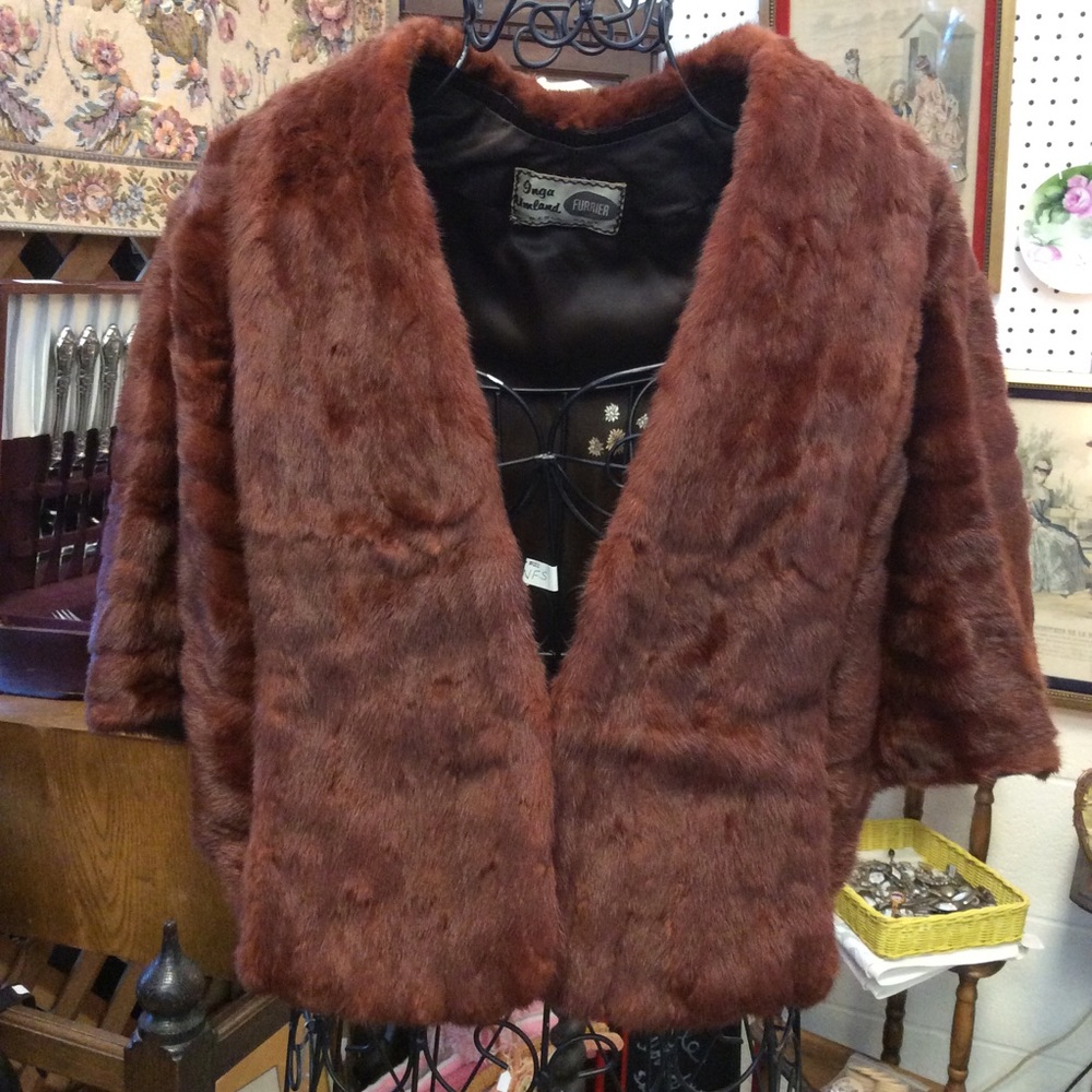 Vintage Inga Umland Red Fur Stole - Picture 7 of 8